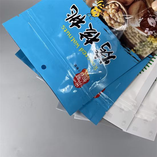 Impressão de rotogravura de alta qualidade personalizada de fábrica em sacos plásticos de frutas secas com janela transparente e zíper