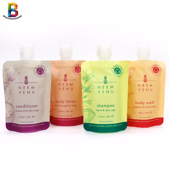 Levante-se sacos liguid com bico, bolsa de detergente para roupa, saco de shampoo, desinfetante para as mãos, gel de banho, embalagem de sabão líquido